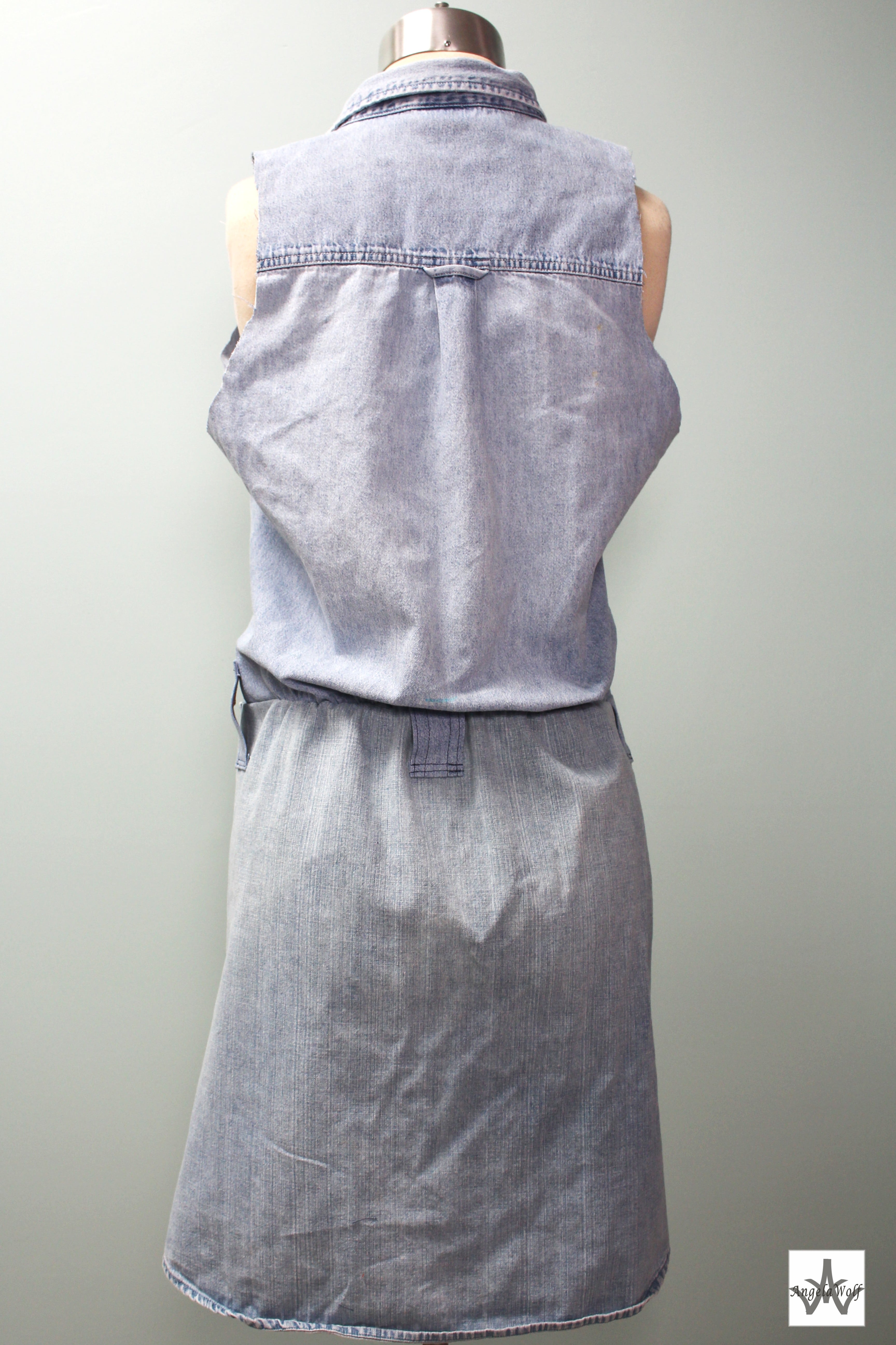 DIY Upcycle & Recycle 2 Denim Shirts into 1 Dress ~ Angela Wolf's ...