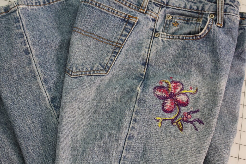 EMBELLISHING JEANS WITH FREE MOTION EMBROIDERY ~ Angela Wolf's Sewing Blog