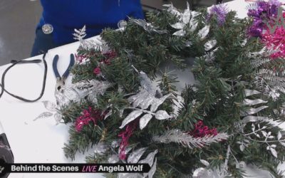 Behind the Scenes VLOG 113 Crafting LIVE   Learn how to make a Christmas and Holiday wreath decoration  Ready to cut up my pink turtleneck, check out my fabric choice And a few new fabric finds …